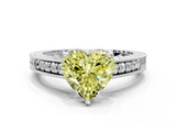 White gold Fancy Yellow Heart  Solitaire Pavé Diamond Milgrain Engagement Ring with Four-Prong Setting_3