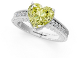 White gold Fancy Yellow Heart  Solitaire Pavé Diamond Milgrain Engagement Ring with Four-Prong Setting_4