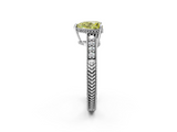 White gold Fancy Yellow Heart  Solitaire Pavé Diamond Milgrain Engagement Ring with Four-Prong Setting_5