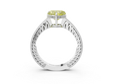 White gold Fancy Yellow Heart  Solitaire Pavé Diamond Milgrain Engagement Ring with Four-Prong Setting_6