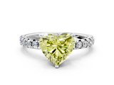 White gold Fancy Yellow Heart  Solitaire Pave Diamond Engagement Ring with Four-Prong Setting_340