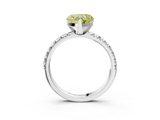 White gold Fancy Yellow Heart  Solitaire Pave Diamond Engagement Ring with Four-Prong Setting_348