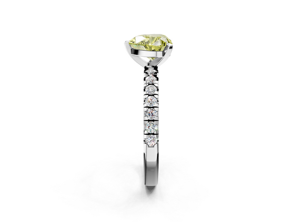 White gold Fancy Yellow Heart  Solitaire Pave Diamond Engagement Ring with Four-Prong Setting
