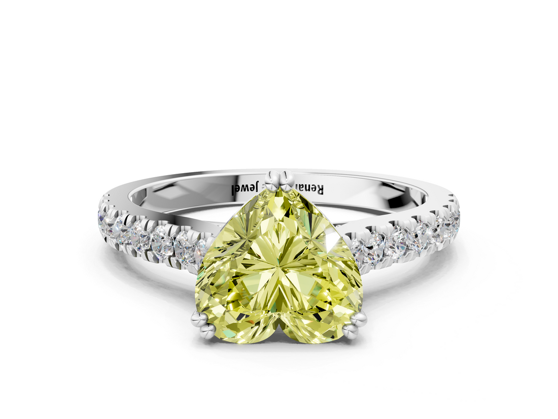 White gold Fancy Yellow Heart  Solitaire Pave Diamond Engagement Ring with Prong Setting_19