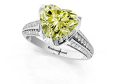 White gold Fancy Yellow Heart  Solitaire Pave Split Shank Ring with Four-Prong Setting_112