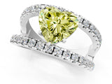 White gold Fancy Yellow Heart  Solitaire Split Shank Pave Diamond Ring_45