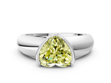 White gold Fancy Yellow Heart  Solitaire Tension Set Diamond Ring with Wide Band_37