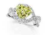 White gold Fancy Yellow Heart  Solitaire Twist Band Pavé Diamond Engagement Ring_33