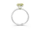White gold Fancy Yellow Heart  Solitaire Twist Band Ring with Four-Prong Setting_15