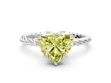 White gold Fancy Yellow Heart  Solitaire Twist Band Ring with Four-Prong Setting_164