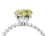 White gold Fancy Yellow Heart  Solitaire Twist Band Ring with Four-Prong Setting_168