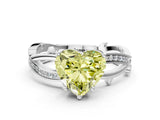 White gold Fancy Yellow Heart  Solitaire Twist Band with Pavé Accents and Four-Prong Setting_20