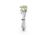 White gold Fancy Yellow Heart  Solitaire Twist Band with Pavé Accents and Four-Prong Setting_22