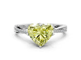 White gold Fancy Yellow Heart  Solitaire Twist Band with Pavé Diamonds and Four-Prong Setting_65