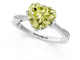 White gold Fancy Yellow Heart  Solitaire Twist Band with Pavé Diamonds and Four-Prong Setting_66