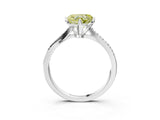 White gold Fancy Yellow Heart  Solitaire Twist Band with Pavé Diamonds and Four-Prong Setting_68
