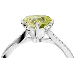 White gold Fancy Yellow Heart  Solitaire Twist Band with Pavé Diamonds and Four-Prong Setting_69