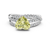 White gold Fancy Yellow Heart  Solitaire Twist Band with Pavé Setting and Four-Prong Setting_84