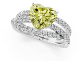 White gold Fancy Yellow Heart  Solitaire Twist Band with Pavé Setting and Four-Prong Setting_85