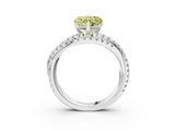 White gold Fancy Yellow Heart  Solitaire Twist Band with Pavé Setting and Four-Prong Setting_88
