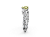 White gold Fancy Yellow Heart  Solitaire Twist Band with Pavé Setting and Four-Prong Setting_94