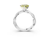 White gold Fancy Yellow Heart  Solitaire Twist Band with Pave Prong Setting_44