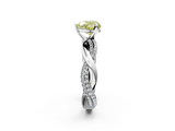 White gold Fancy Yellow Heart  Solitaire Twist Band with Pave Prong Setting_47