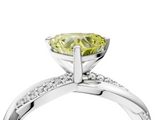 White gold Fancy Yellow Heart  Solitaire Twist Band with Pave Prong Setting_49