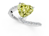 White gold Fancy Yellow Heart  Solitaire Twist Band with Pave Set Diamonds and Four-Prong Setting_91