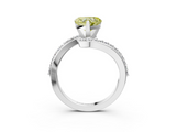 White gold Fancy Yellow Heart  Solitaire Twist Band with Pave Set Diamonds and Four-Prong Setting_94