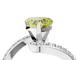 White gold Fancy Yellow Heart  Solitaire Twist Band with Pave Set Diamonds and Four-Prong Setting_95
