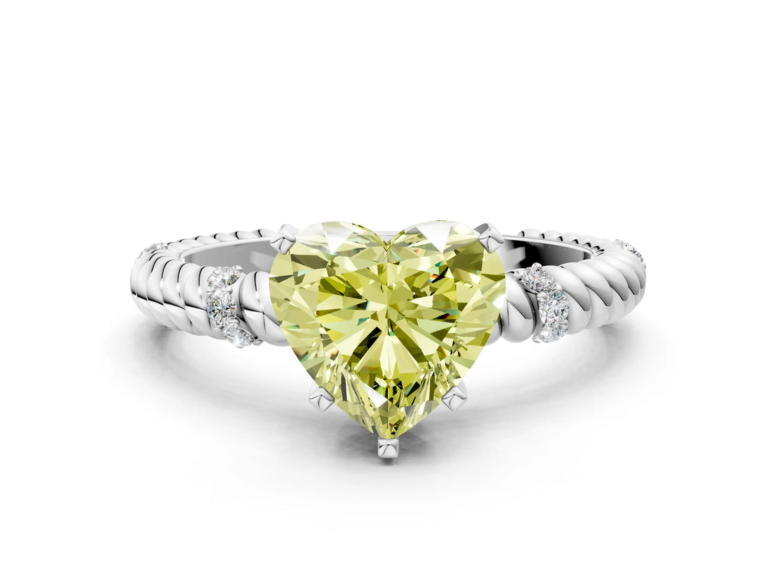 White gold Fancy Yellow Heart  Solitaire Twisted Band Prong Set Engagement Ring_85