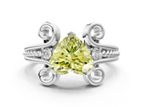 White gold Fancy Yellow Heart  Solitaire Twisted Band Scroll Prong Ring_3