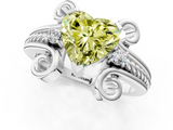 White gold Fancy Yellow Heart  Solitaire Twisted Band Scroll Prong Ring_4