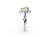 White gold Fancy Yellow Heart  Solitaire Twisted Band Scroll Prong Ring_5