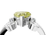 White gold Fancy Yellow Heart  Solitaire Twisted Band Scroll Prong Ring_7