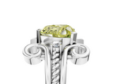 White gold Fancy Yellow Heart  Solitaire Twisted Band Scroll Prong Ring_8