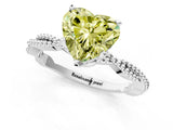 White gold Fancy Yellow Heart  Solitaire Twisted Band with Bead Prong Setting_273
