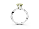 White gold Fancy Yellow Heart  Solitaire Twisted Band with Bead Prong Setting_275