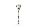 White gold Fancy Yellow Heart  Solitaire Twisted Band with Bead Prong Setting_278