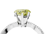 White gold Fancy Yellow Heart  Solitaire Twisted Band with Bead Prong Setting_280