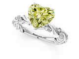 White gold Fancy Yellow Heart  Solitaire Twisted Band with Pavé Accents and Four-Prong Setting_4