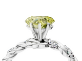 White gold Fancy Yellow Heart  Solitaire Twisted Band with Pavé Accents and Four-Prong Setting_7