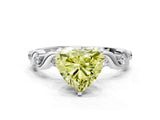 White gold Fancy Yellow Heart  Solitaire Twisted Band with Prong Setting
