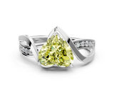 White gold Fancy Yellow Heart  Solitaire Twisted Band with Prong Setting_3