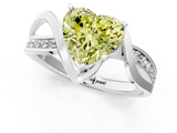 White gold Fancy Yellow Heart  Solitaire Twisted Band with Prong Setting_4
