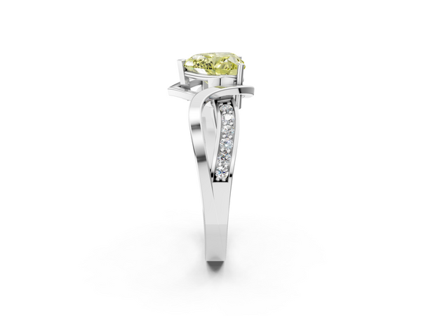 Platinum Fancy Yellow Heart  Solitaire Twisted Band with Prong Setting