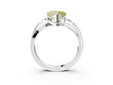 White gold Fancy Yellow Heart  Solitaire Twisted Band with Prong Setting_6