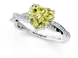White gold Fancy Yellow Heart  Solitaire Twisted Pave Diamond Ring with Four-Prong Setting_13