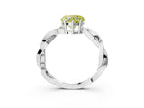 White gold Fancy Yellow Heart  Solitaire Twisted Pave Diamond Ring with Four-Prong Setting_15